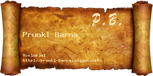 Prunkl Barna névjegykártya